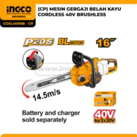 CGSLI40168 - CP - (CP) MESIN GERGAJI BELAH KAYU 
CORDLESS 40V BRUSHLESS